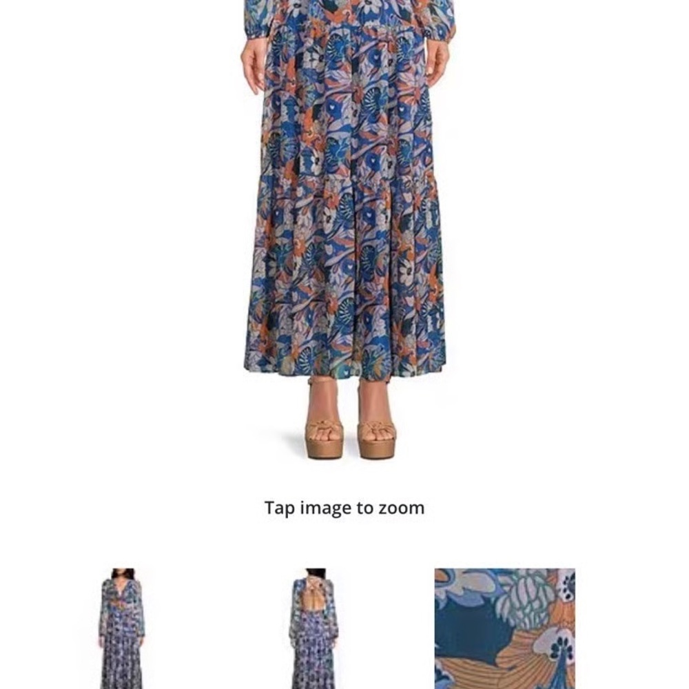 Gianni Bini Floral Blue Maxi Skirt - Picture 1 of 4